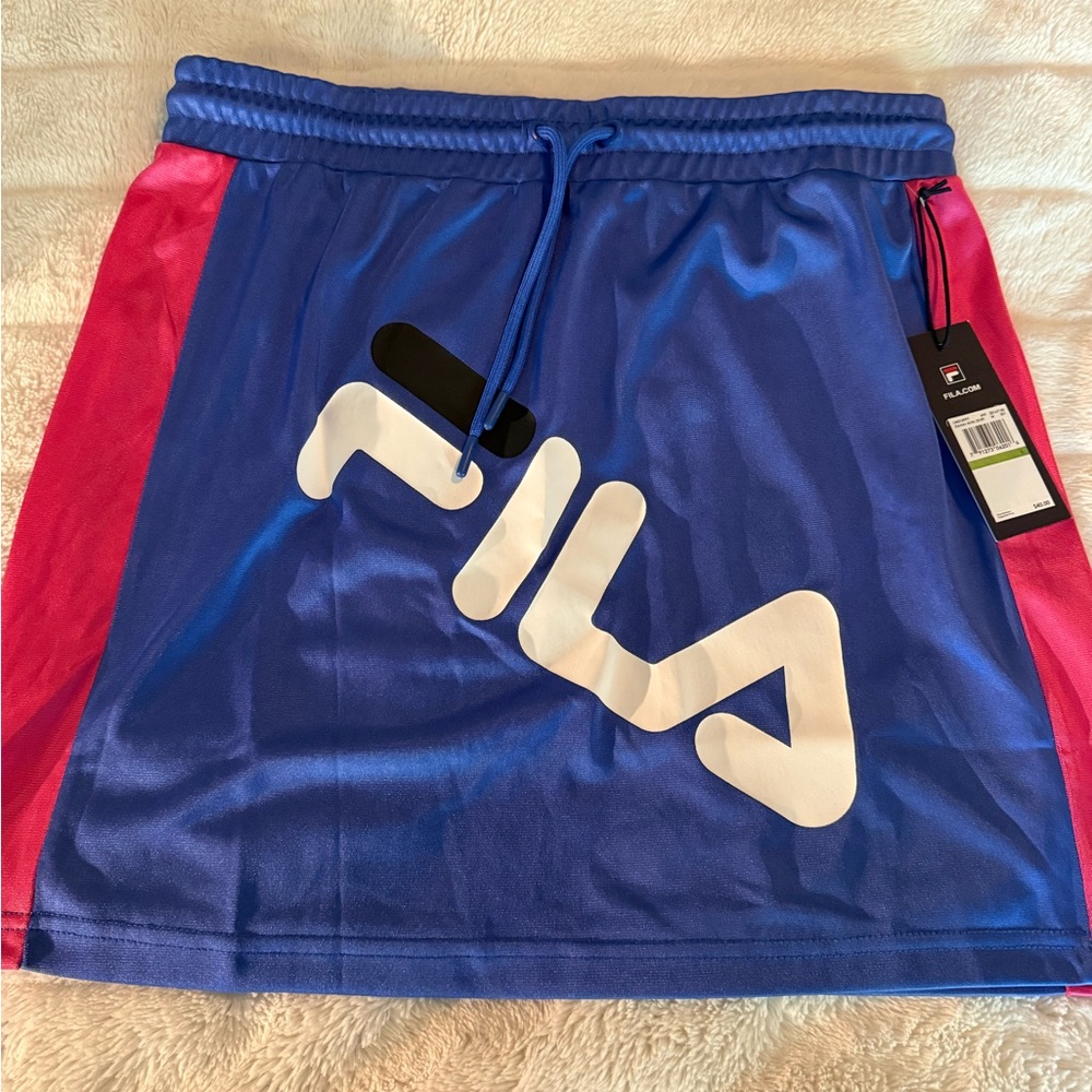 Women’s FILA DANAI Periwinkle Blue and Pink Mini Skirt size Large New with Tags